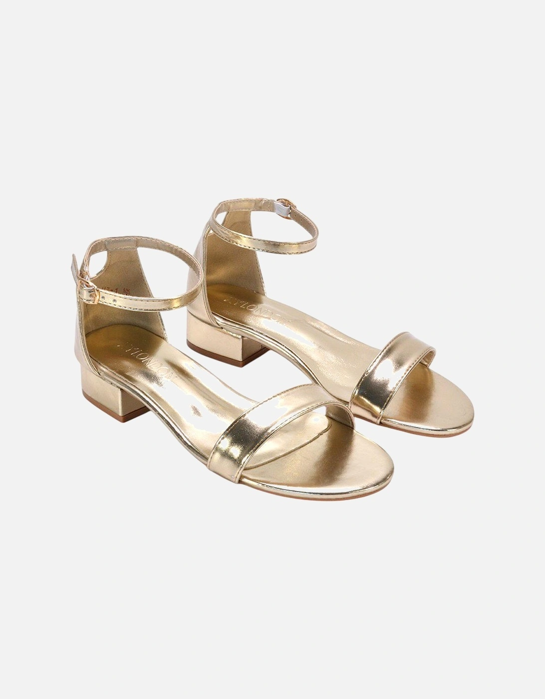 Womens/Ladies Tate Metallic Low Block Heel Sandals, 6 of 5