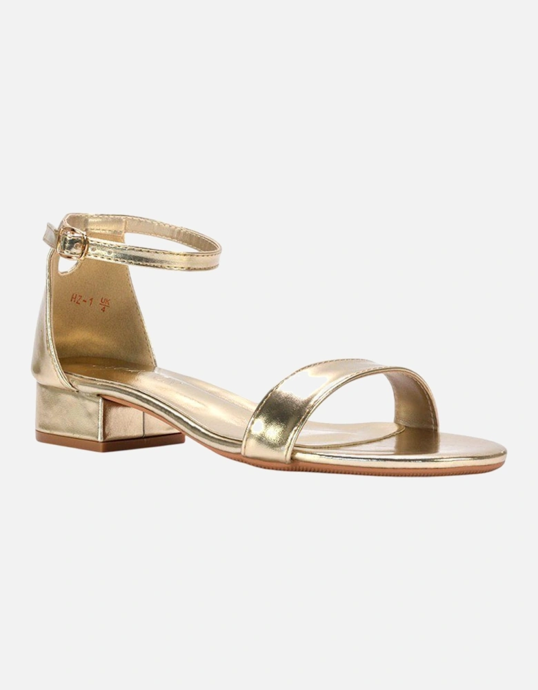 Womens/Ladies Tate Metallic Low Block Heel Sandals