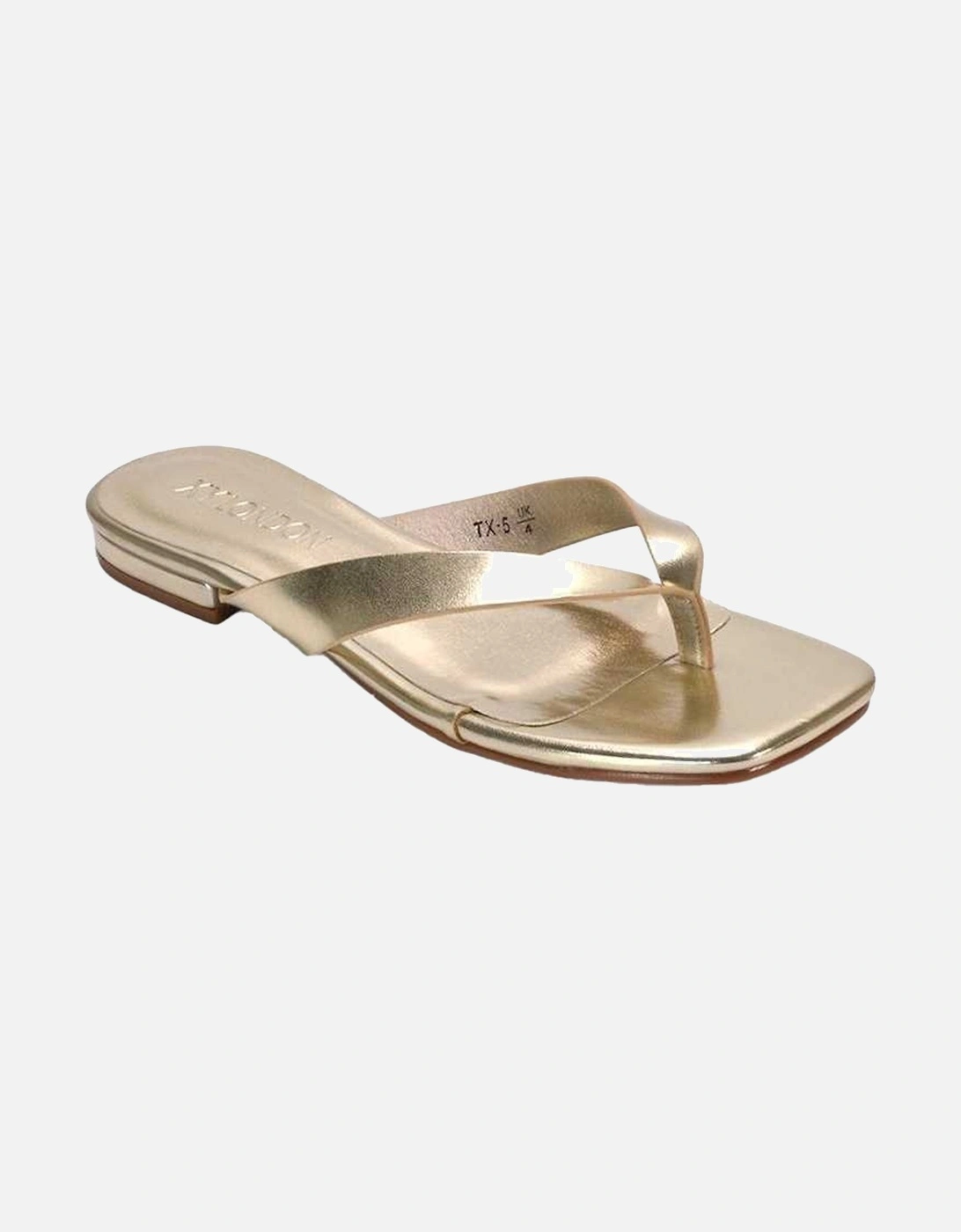Womens/Ladies Rio Metallic Thong Strap Square Flip Flops, 6 of 5