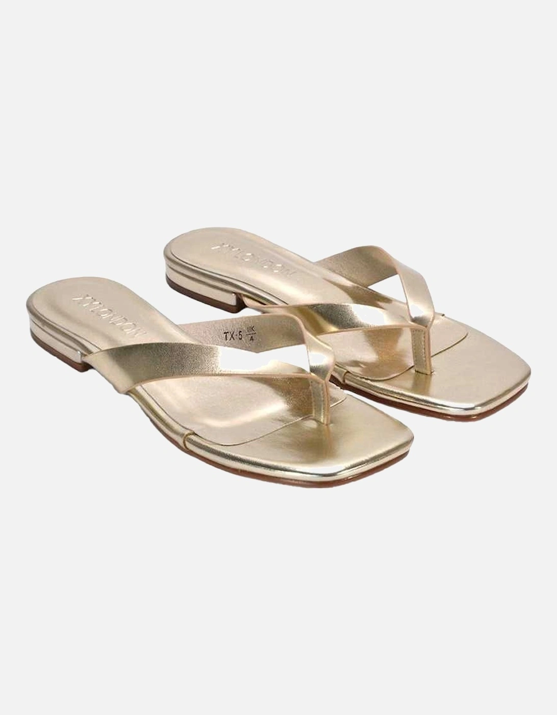 Womens/Ladies Rio Metallic Thong Strap Square Flip Flops