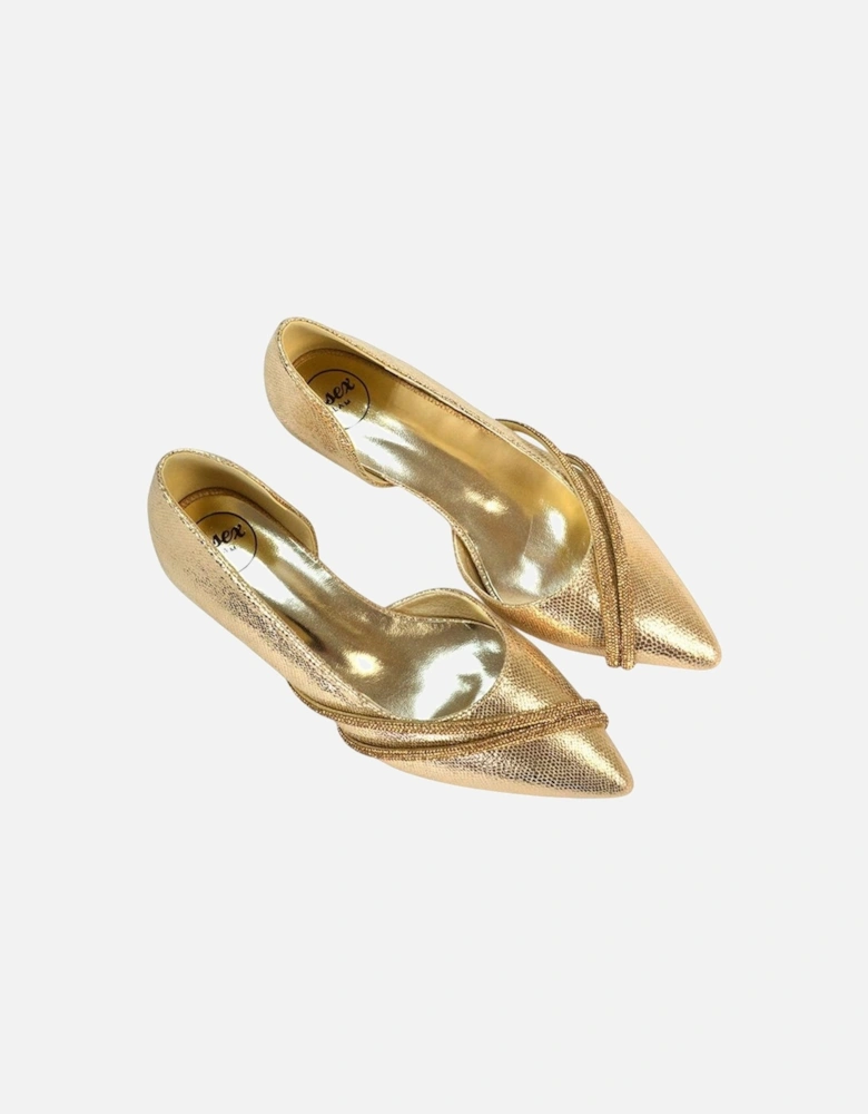 Womens/Ladies Kirsty Rhinestone Kitten Heel Court Pumps