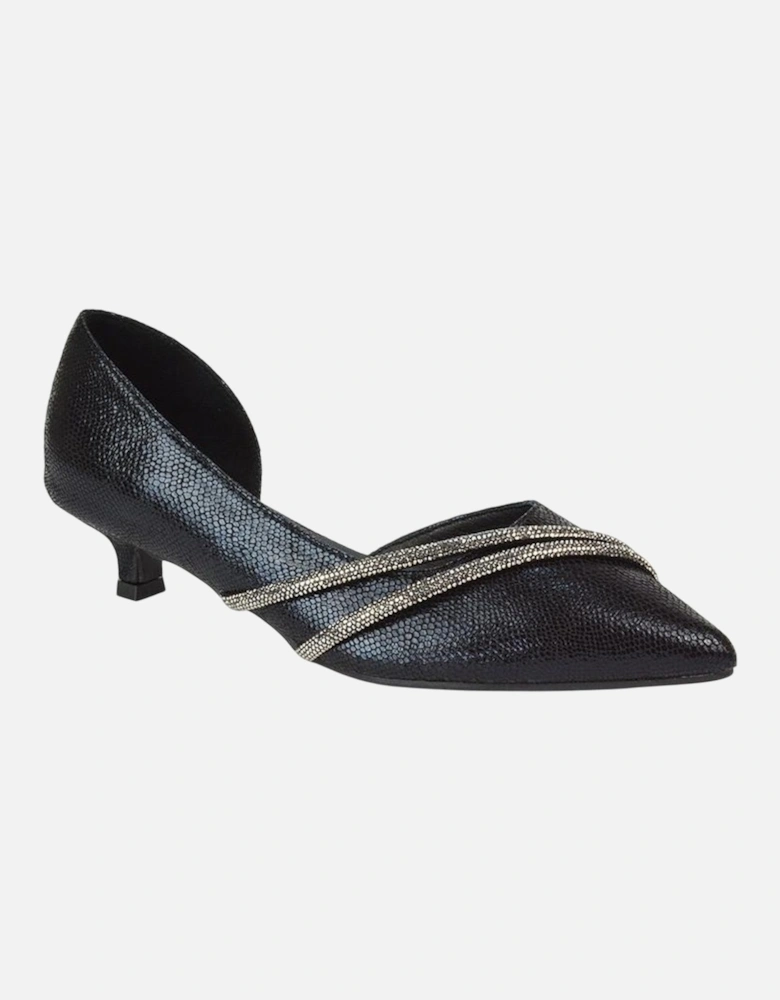 Womens/Ladies Kirsty Rhinestone Kitten Heel Court Pumps