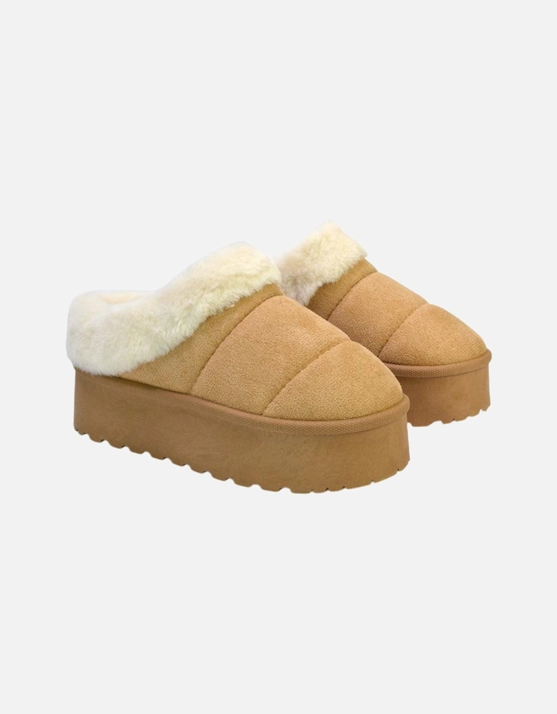 Womens/Ladies Laylin Faux Fur Platform Slipper Boots