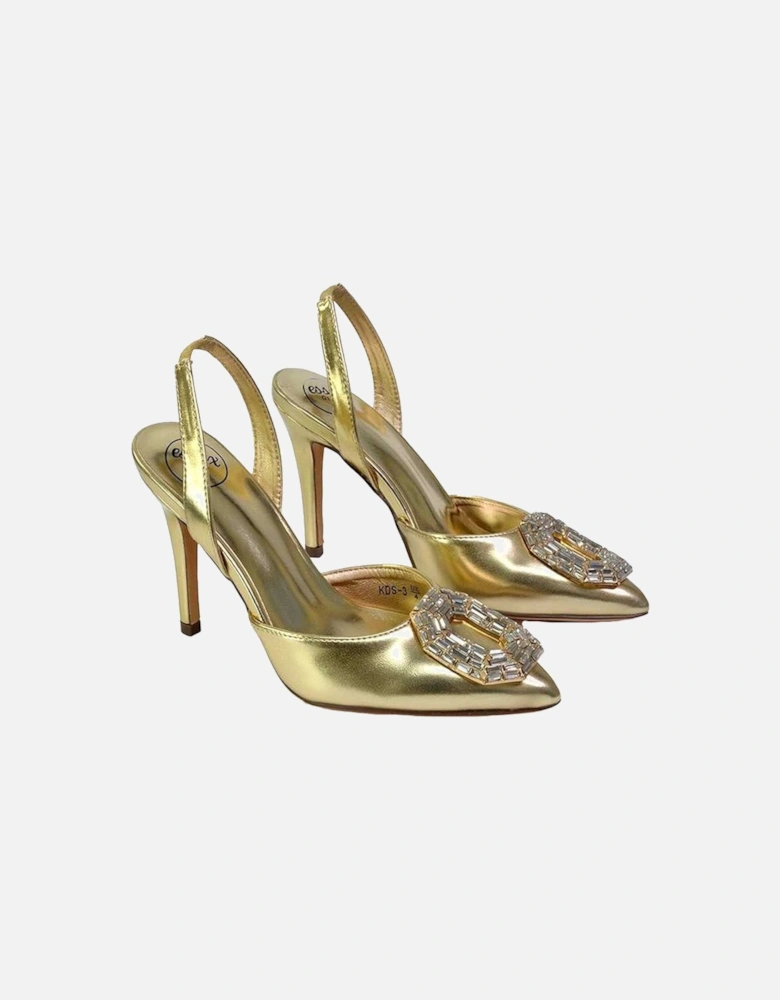 Womens/Ladies Issy Diamante Pointed High Stiletto Heel Sandals