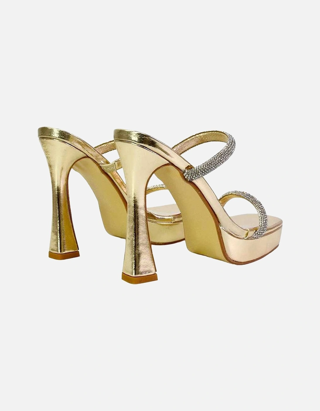 Womens/Ladies Verony Diamante Double Strap Platform Mule Sandals