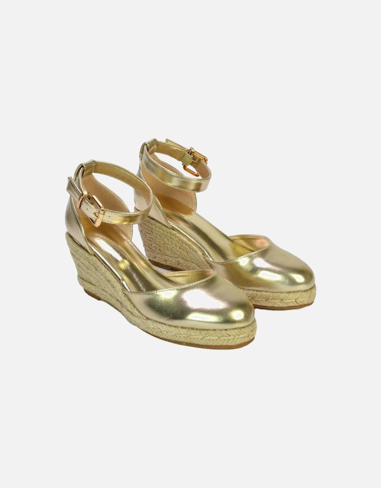 Womens/Ladies Forest Metallic Closed Toe Wedge Espadrilles