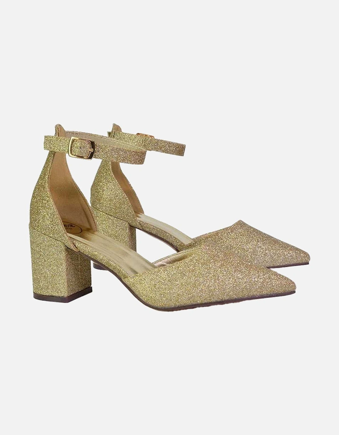 Womens/Ladies Bronte Glitter Strappy Block Heel Sandals