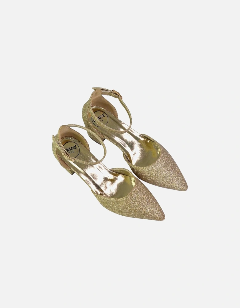 Womens/Ladies Bronte Glitter Strappy Block Heel Sandals