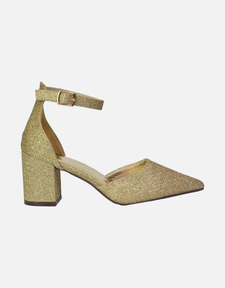 Womens/Ladies Bronte Glitter Strappy Block Heel Sandals