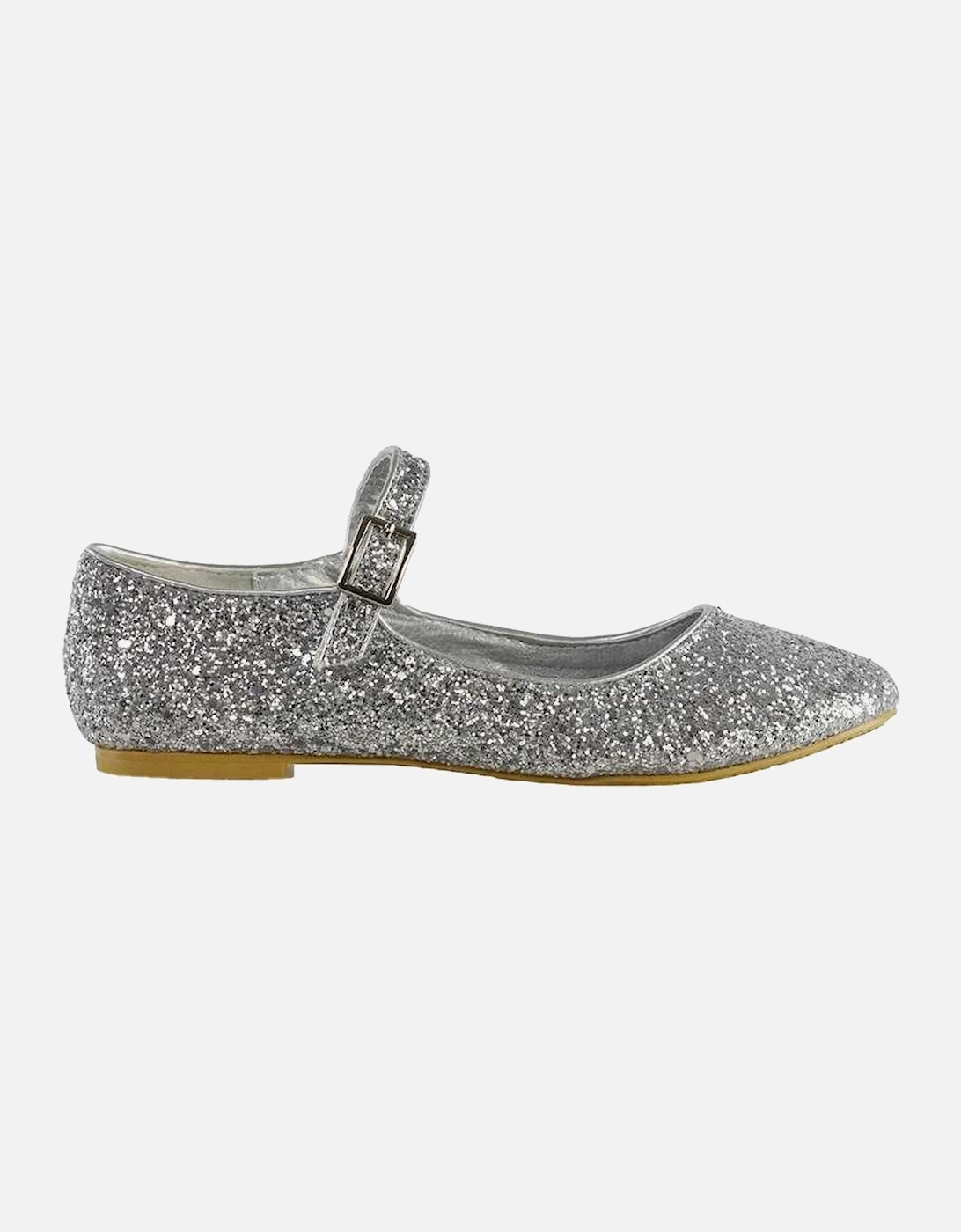 Womens/Ladies Amanda Strappy Glitter Buckle Ballerina Flats