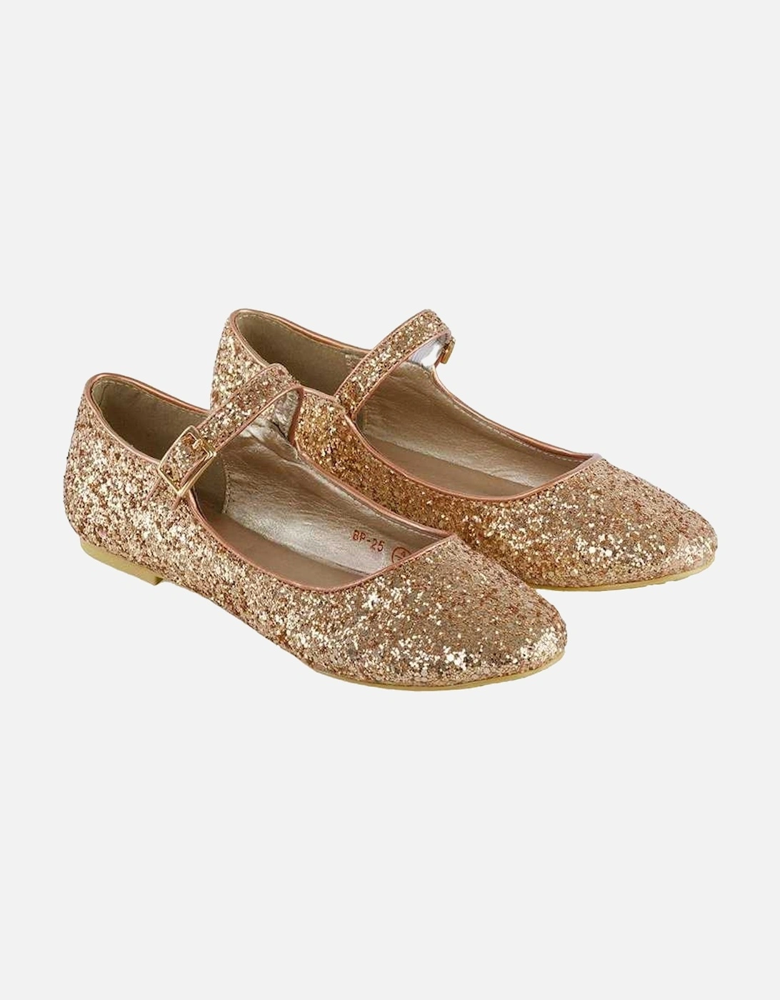 Womens/Ladies Amanda Strappy Glitter Buckle Ballerina Flats