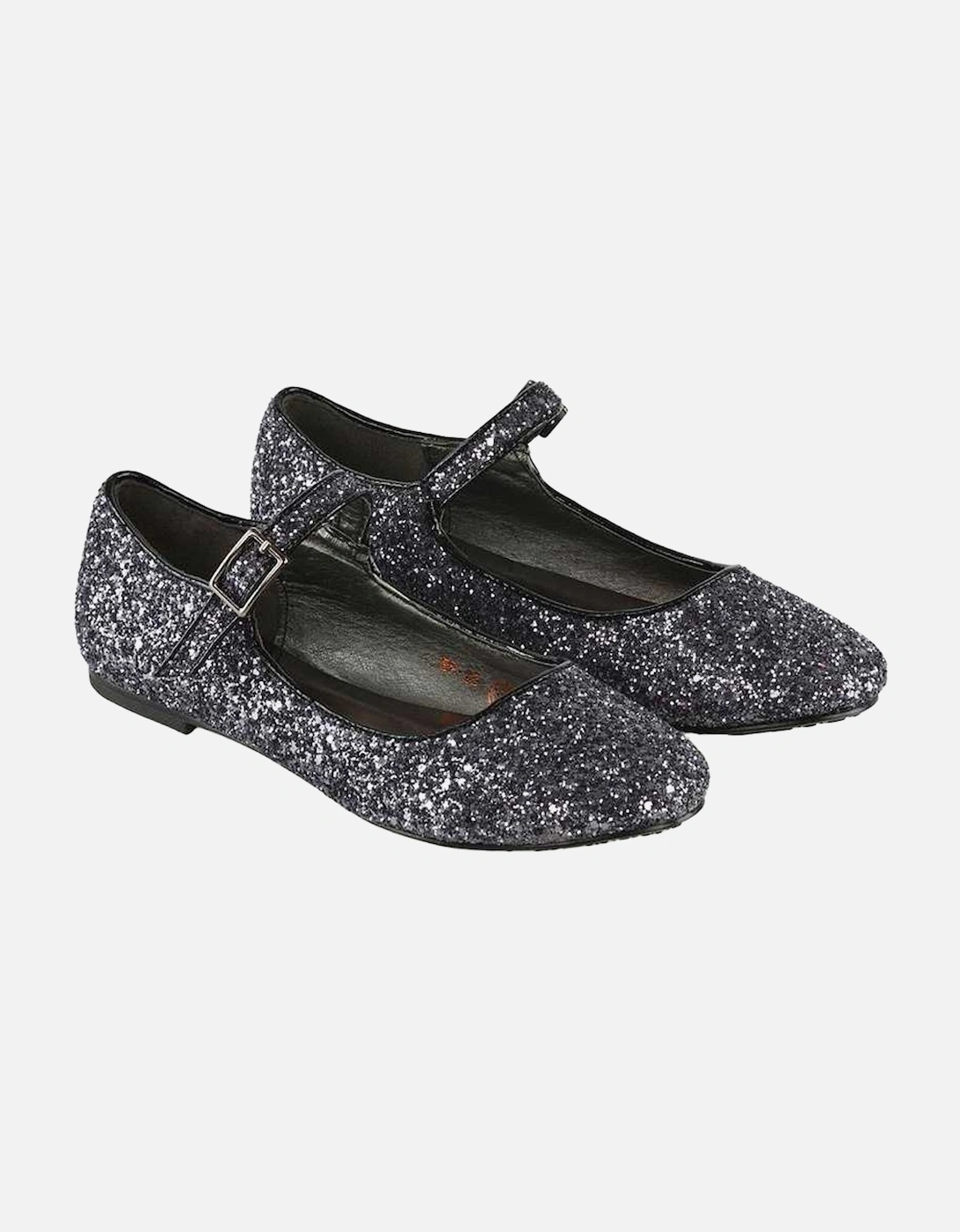 Womens/Ladies Amanda Strappy Glitter Buckle Ballerina Flats