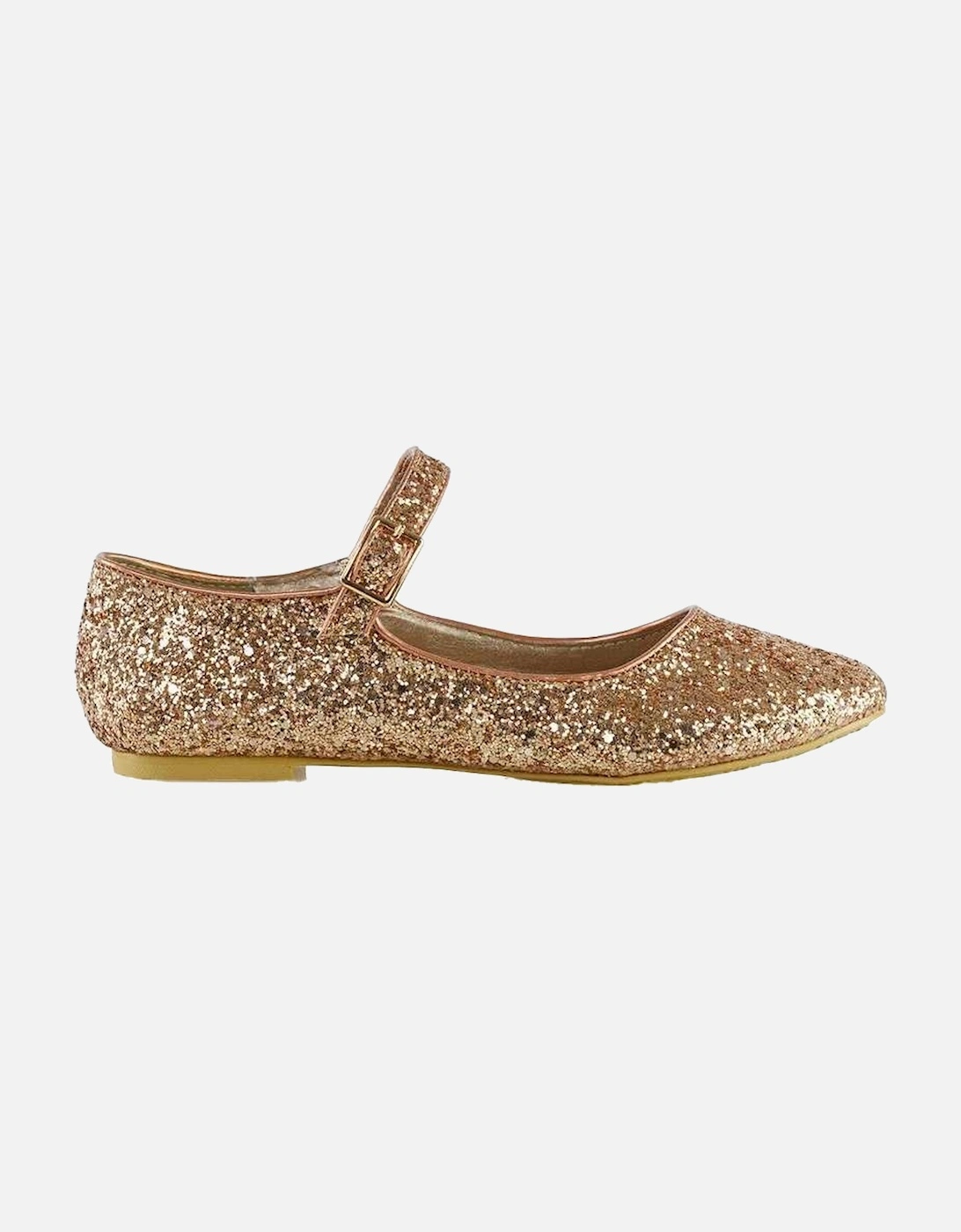 Womens/Ladies Amanda Strappy Glitter Buckle Ballerina Flats