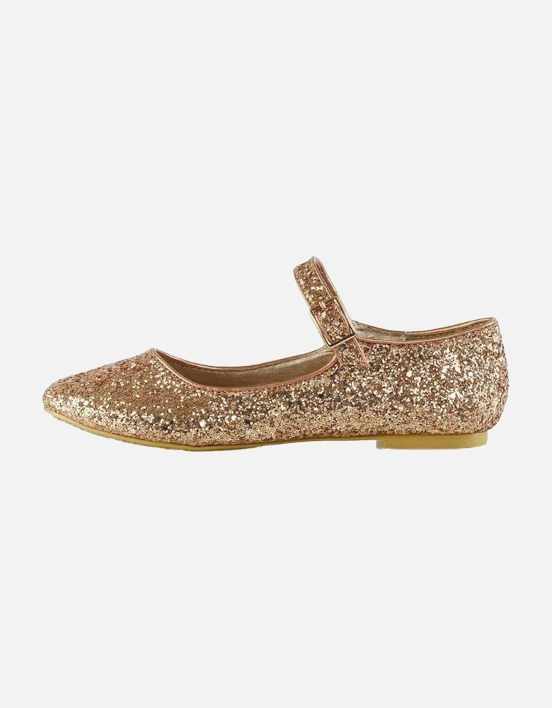 Womens/Ladies Amanda Strappy Glitter Buckle Ballerina Flats