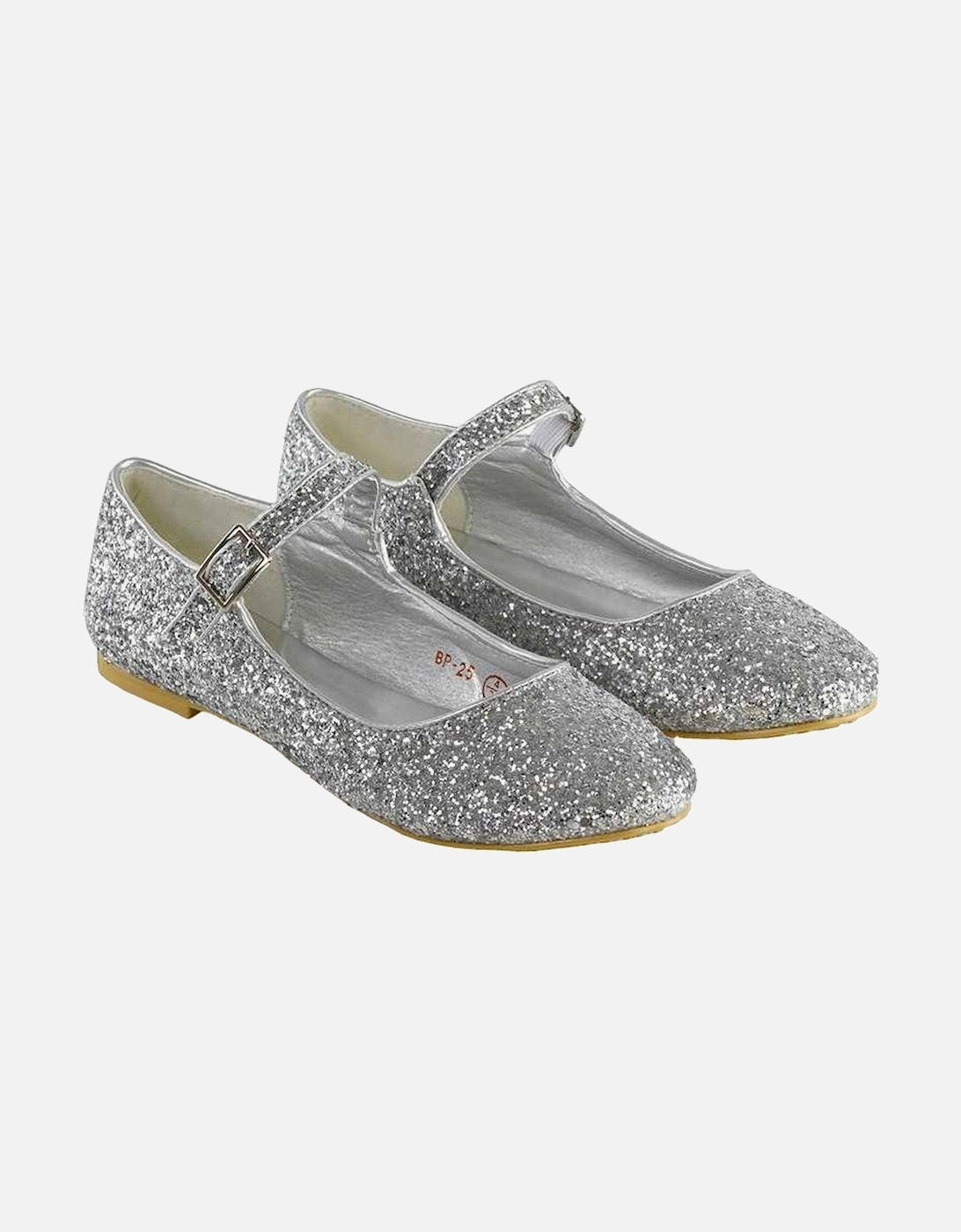 Womens/Ladies Amanda Strappy Glitter Buckle Ballerina Flats