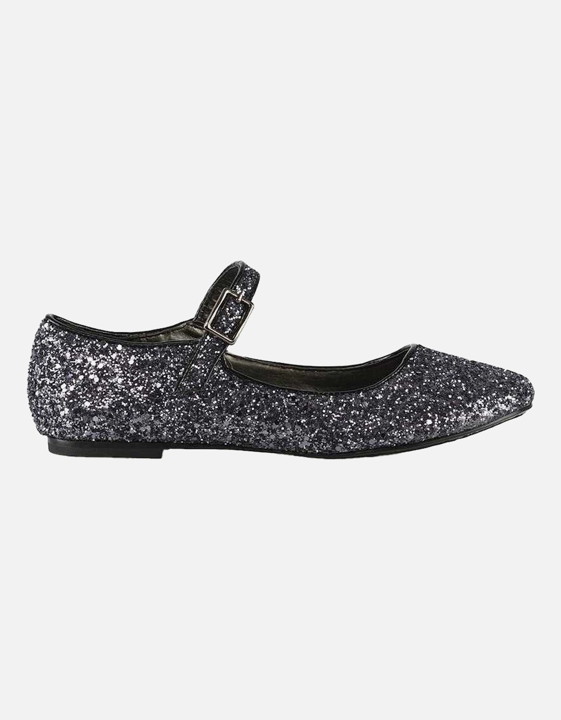 Womens/Ladies Amanda Strappy Glitter Buckle Ballerina Flats