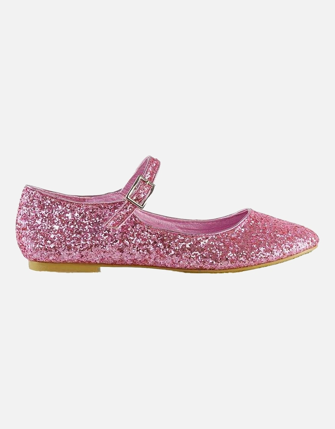 Womens/Ladies Amanda Strappy Glitter Buckle Ballerina Flats
