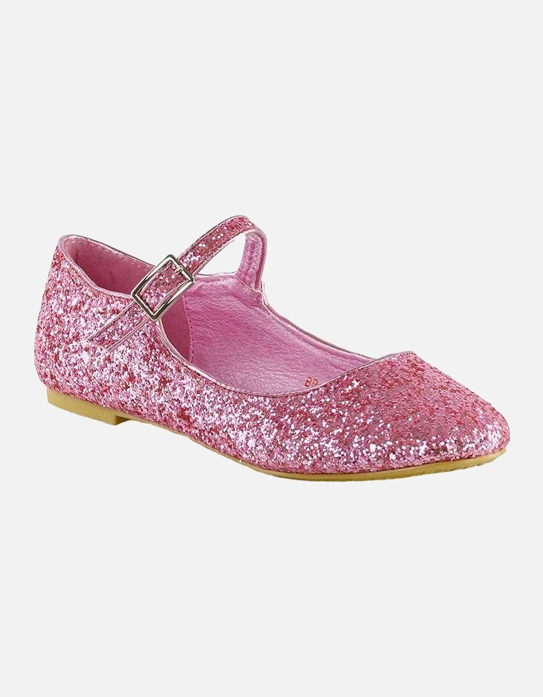 Womens/Ladies Amanda Strappy Glitter Buckle Ballerina Flats