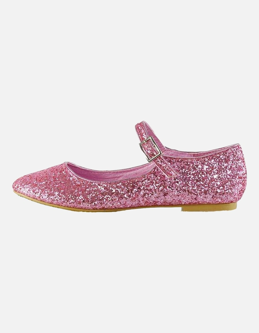 Womens/Ladies Amanda Strappy Glitter Buckle Ballerina Flats
