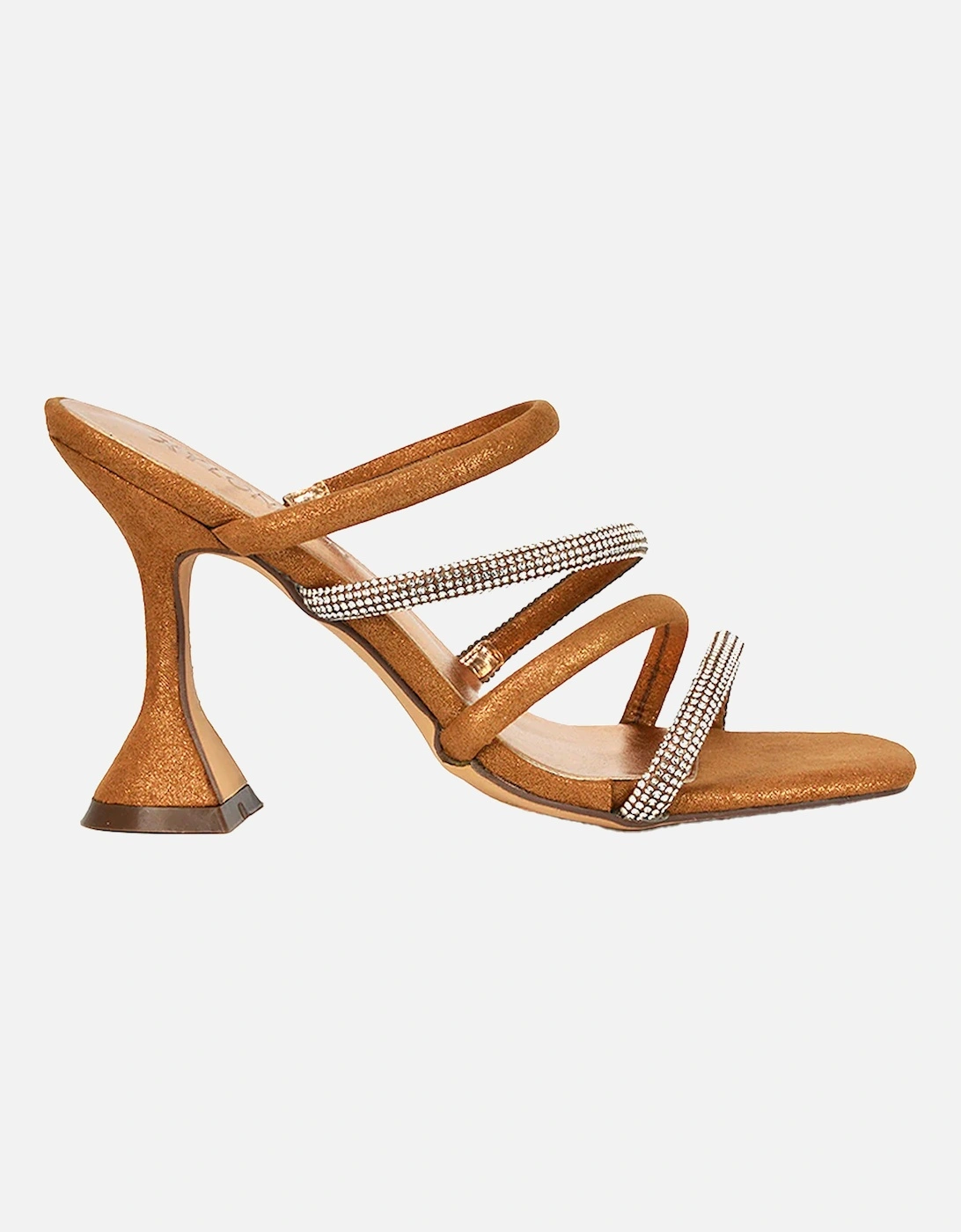 Womens/Ladies Posie Diamante Strappy High Heel Mules