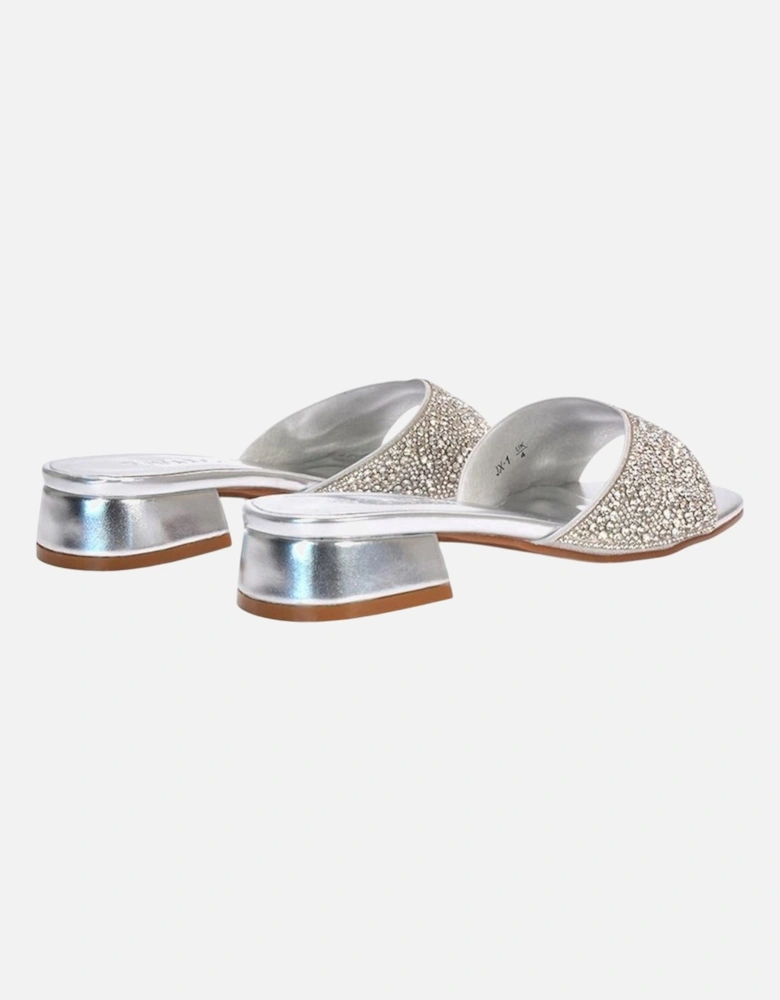 Womens/Ladies Erica Metallic Low Block Heel Mule Sandals
