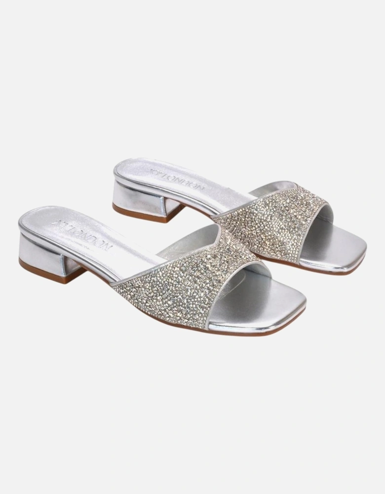 Womens/Ladies Erica Metallic Low Block Heel Mule Sandals