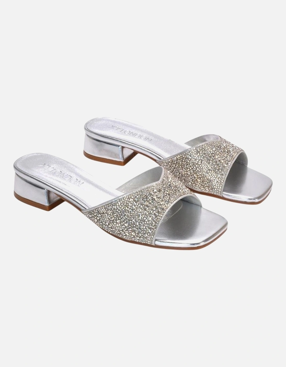 Womens/Ladies Erica Metallic Low Block Heel Mule Sandals, 6 of 5