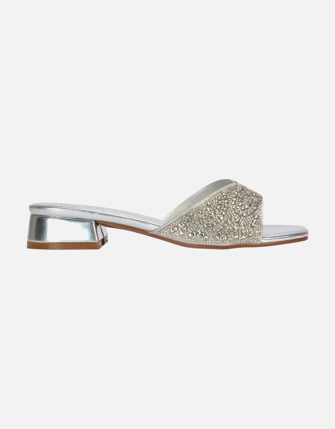 Womens/Ladies Erica Metallic Low Block Heel Mule Sandals