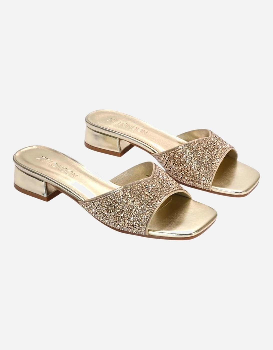 Womens/Ladies Erica Metallic Low Block Heel Mule Sandals, 6 of 5