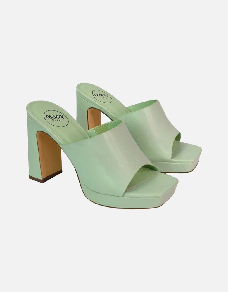 Womens/Ladies Presley High Block Heel Mule Sandals