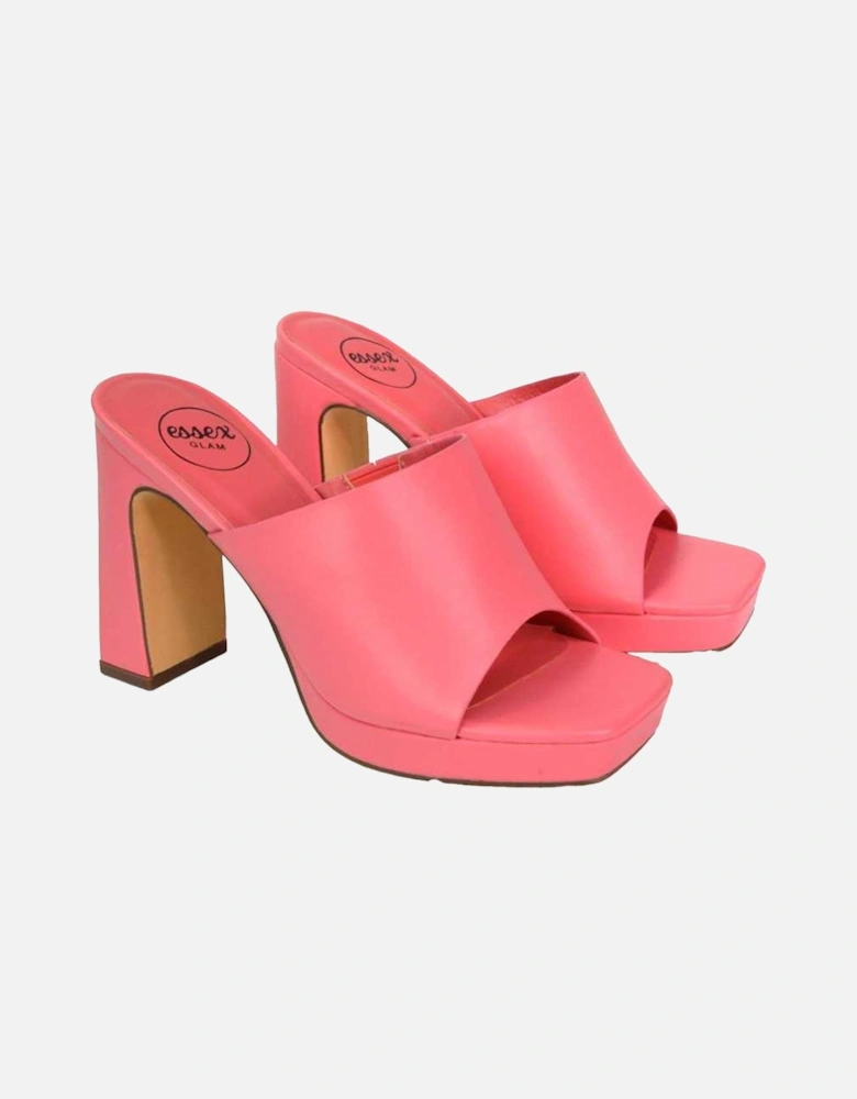 Womens/Ladies Presley High Block Heel Mule Sandals