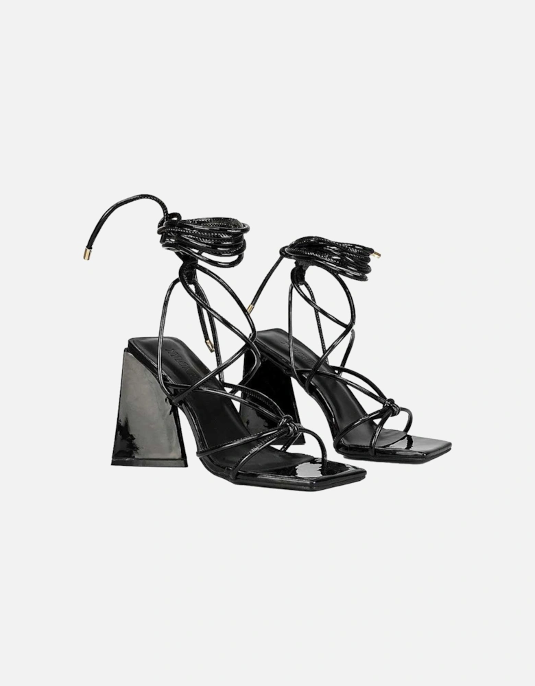 Womens/Ladies Krystal Patent Strappy Lace Up Flare Heel High Heels