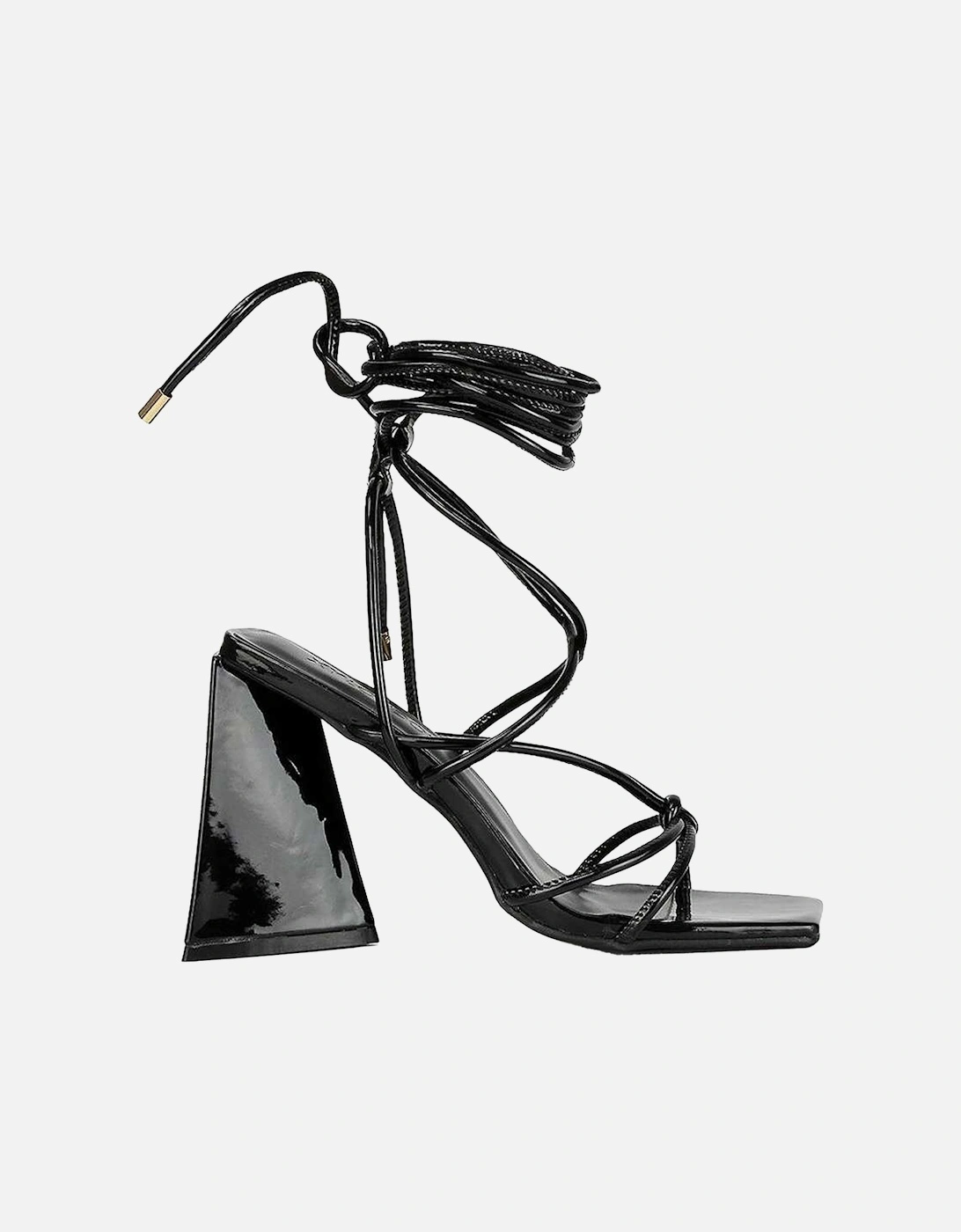 Womens/Ladies Krystal Patent Strappy Lace Up Flare Heel High Heels