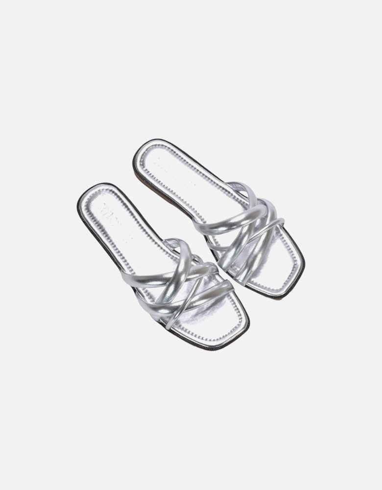 Womens/Ladies Fiona Metallic Strappy Flat Sandals