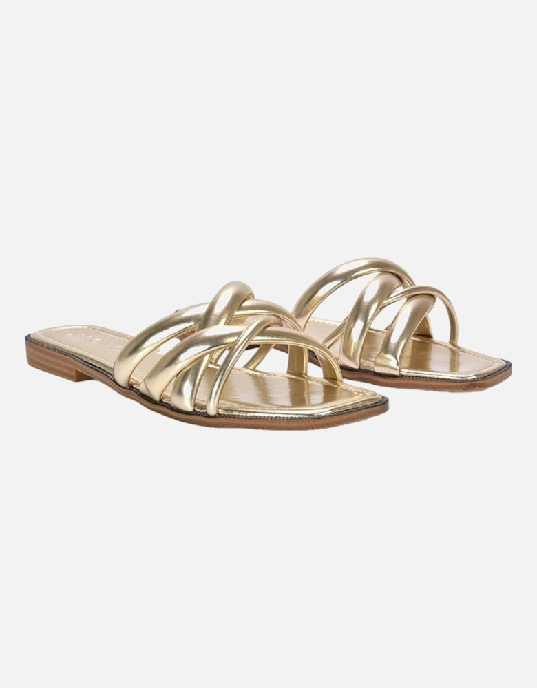 Womens/Ladies Fiona Metallic Strappy Flat Sandals