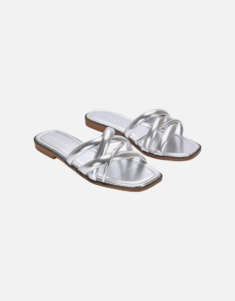 Womens/Ladies Fiona Metallic Strappy Flat Sandals