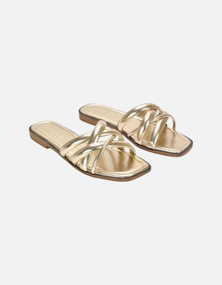 Womens/Ladies Fiona Metallic Strappy Flat Sandals