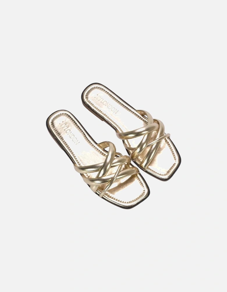 Womens/Ladies Fiona Metallic Strappy Flat Sandals