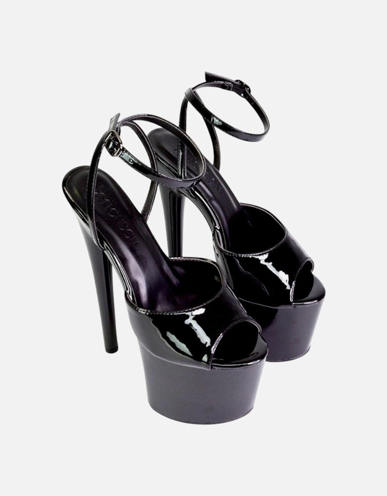 Womens/Ladies Sunshine Patent Strappy Platform High Heels