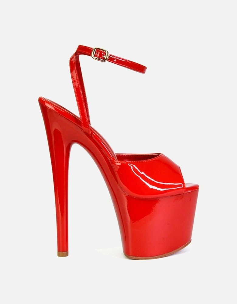 Womens/Ladies Sunshine Patent Strappy Platform High Heels