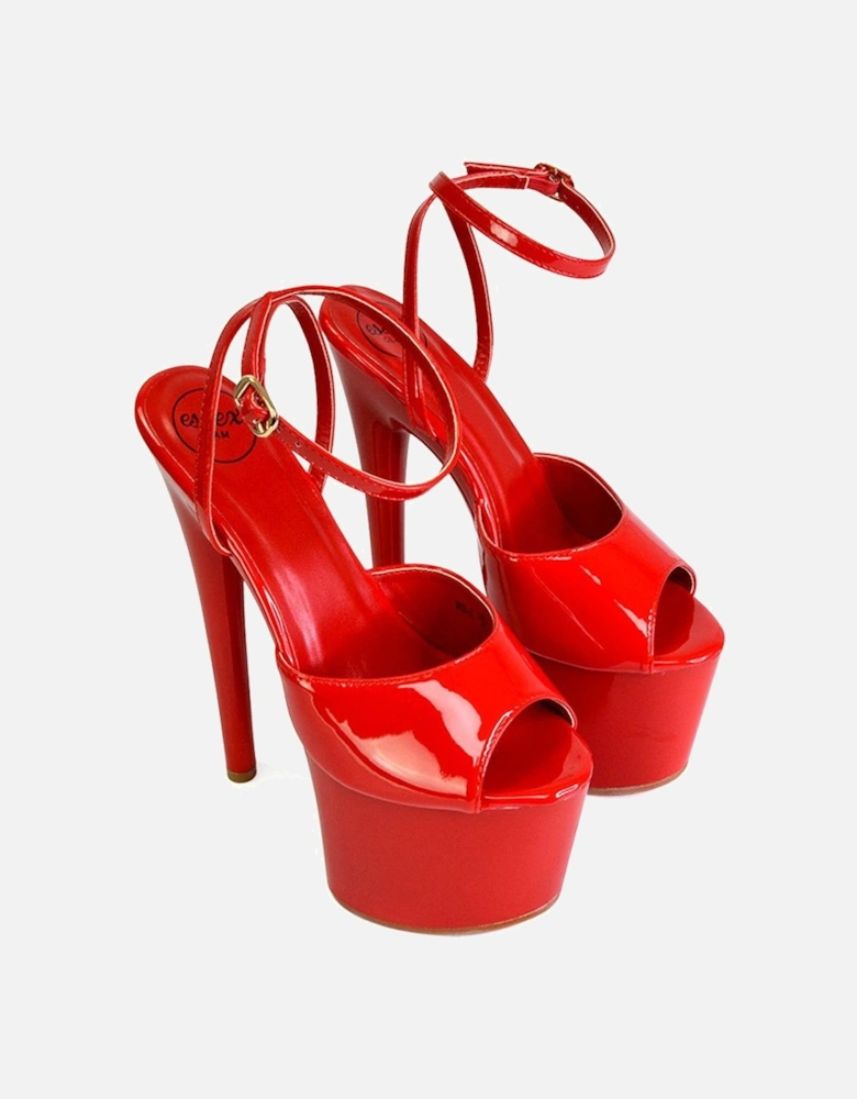 Womens/Ladies Sunshine Patent Strappy Platform High Heels