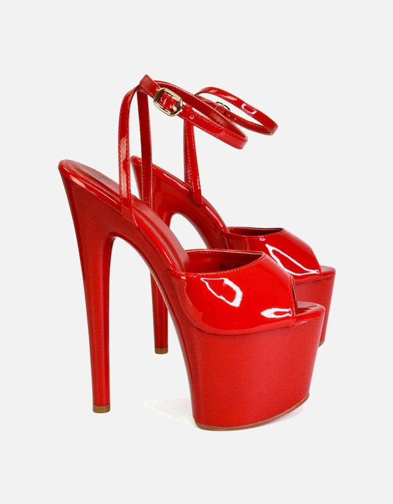 Womens/Ladies Sunshine Patent Strappy Platform High Heels