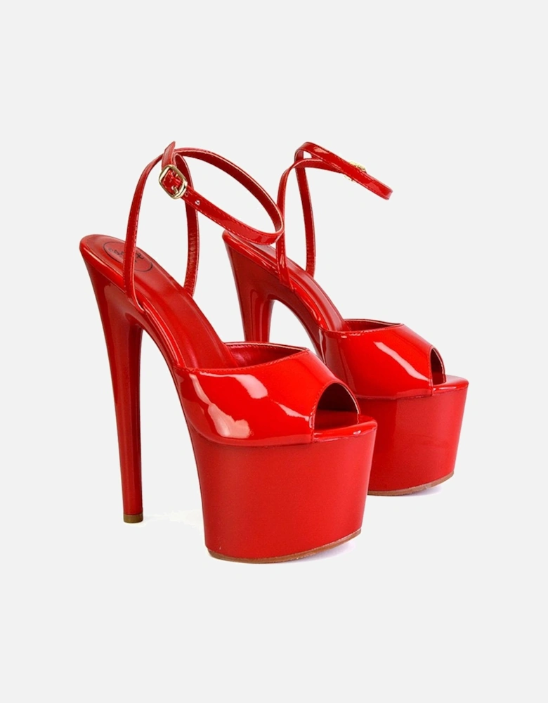 Womens/Ladies Sunshine Patent Strappy Platform High Heels