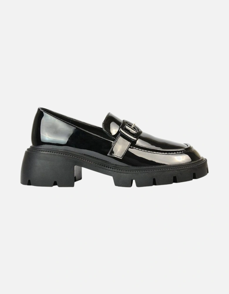 Womens/Ladies Adelaide Patent Buckle Detail Chunky Platform Loafers