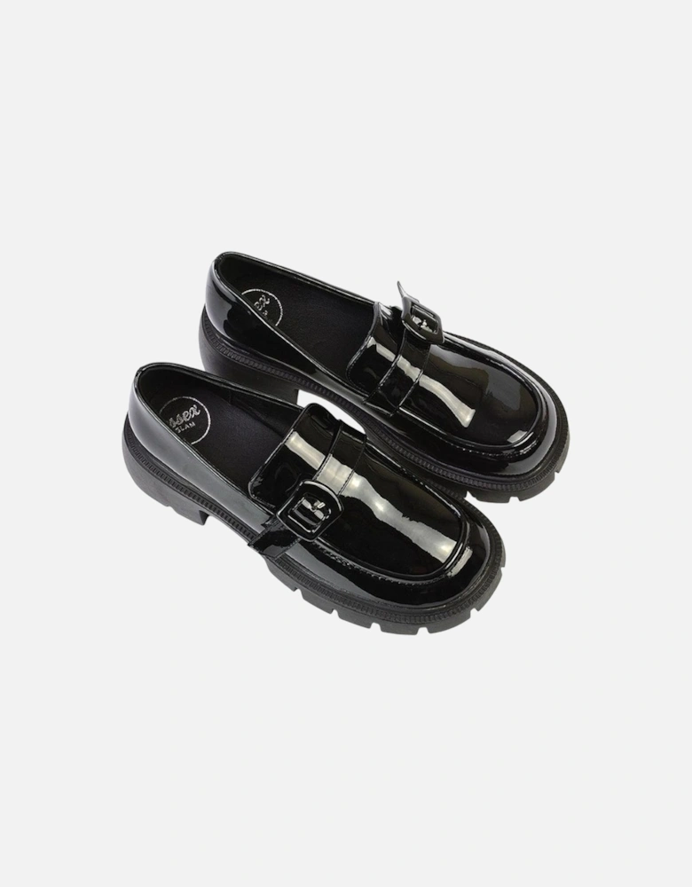 Womens/Ladies Adelaide Patent Buckle Detail Chunky Platform Loafers