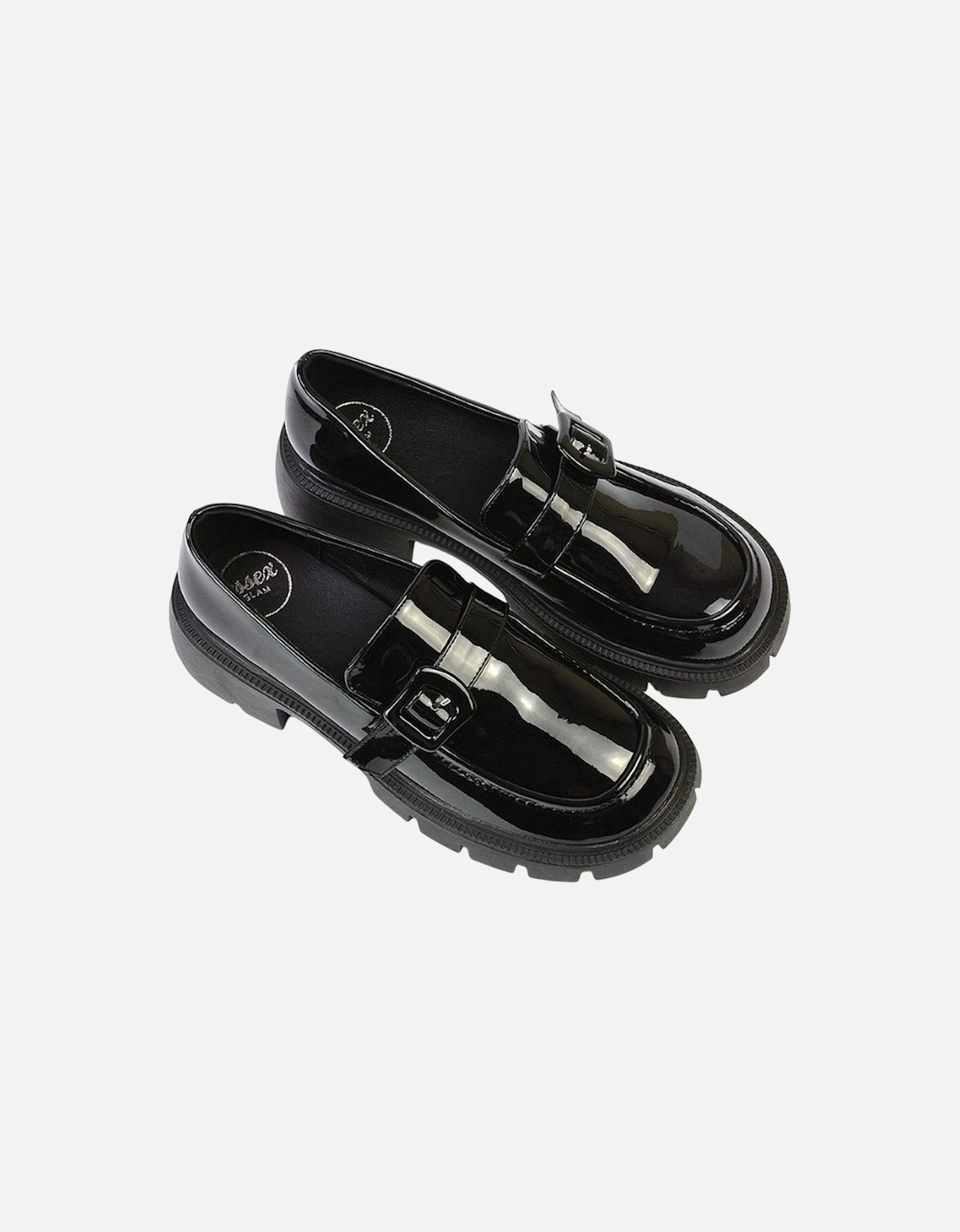 Womens/Ladies Adelaide Patent Buckle Detail Chunky Platform Loafers
