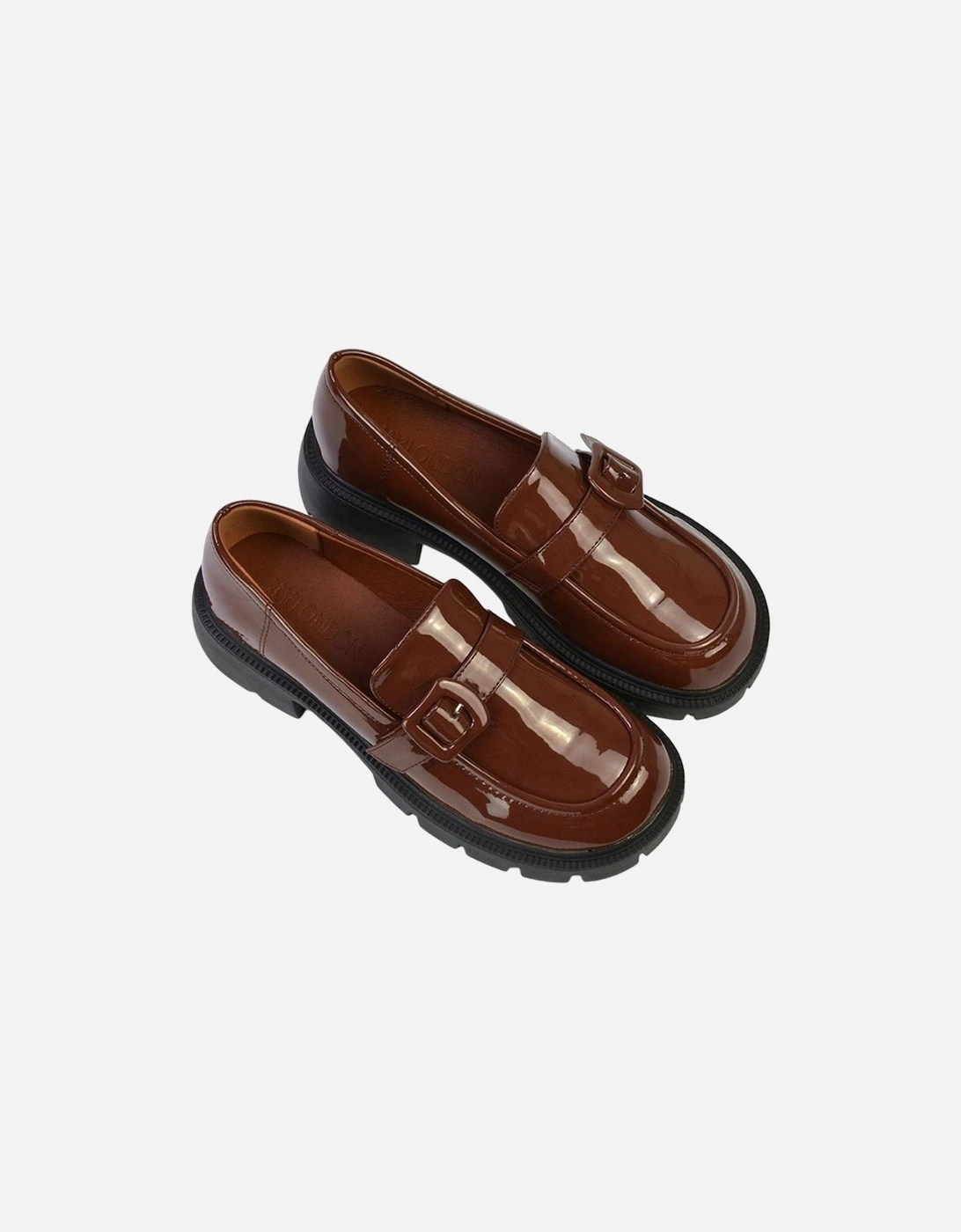 Womens/Ladies Adelaide Patent Buckle Detail Chunky Platform Loafers