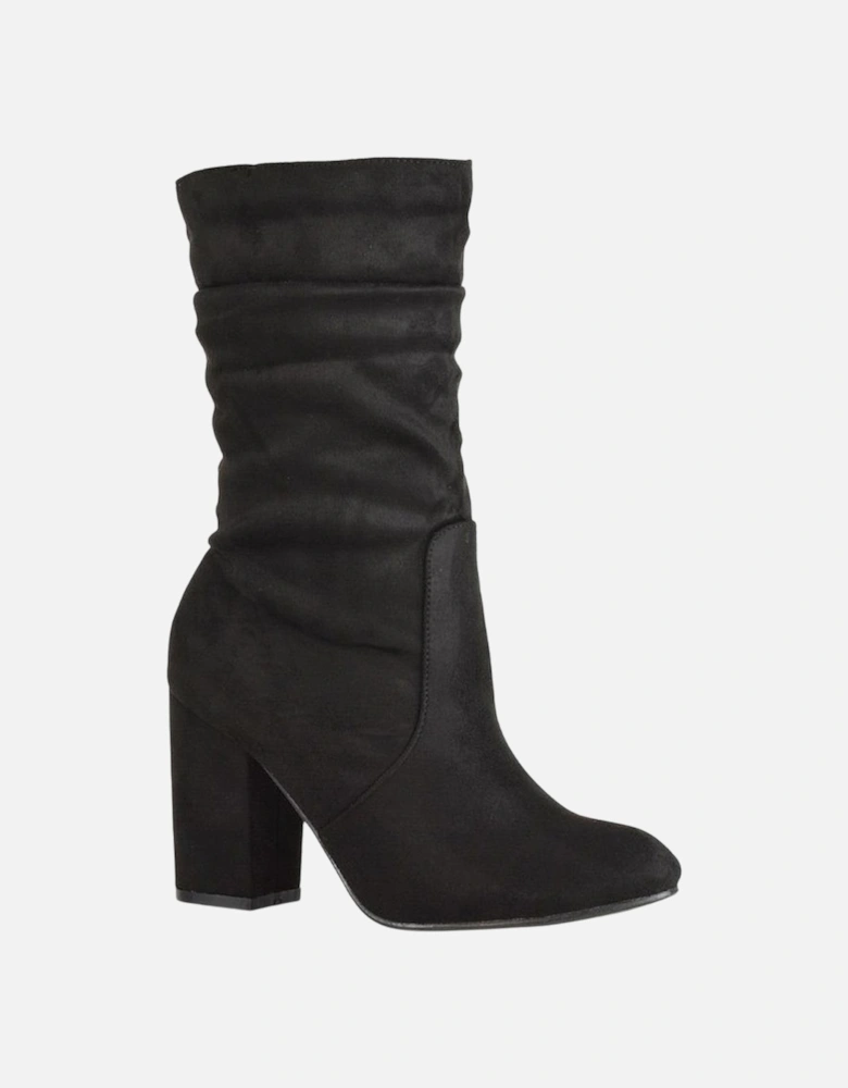 Womens/Ladies Belle Ruched Medium Block Heel Boots