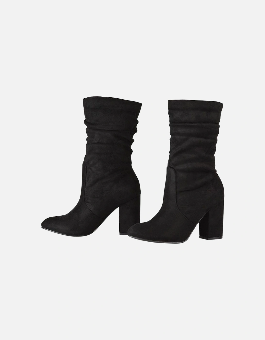 Womens/Ladies Belle Ruched Medium Block Heel Boots