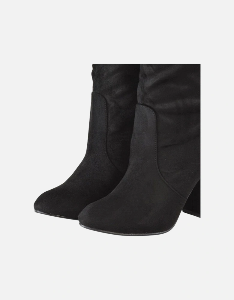 Womens/Ladies Belle Ruched Medium Block Heel Boots